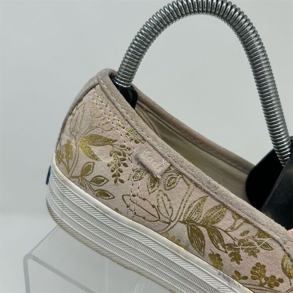 Keds x Rifle Paper Co. Women's Floral Gold and Pink Slip-On Sneakers Size 6.5 - Picture 2 of 14